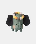 Picca LouLou jucărie textilă elefant cu coroniță din pompoane 18cm în cutie cadou - imagine 2