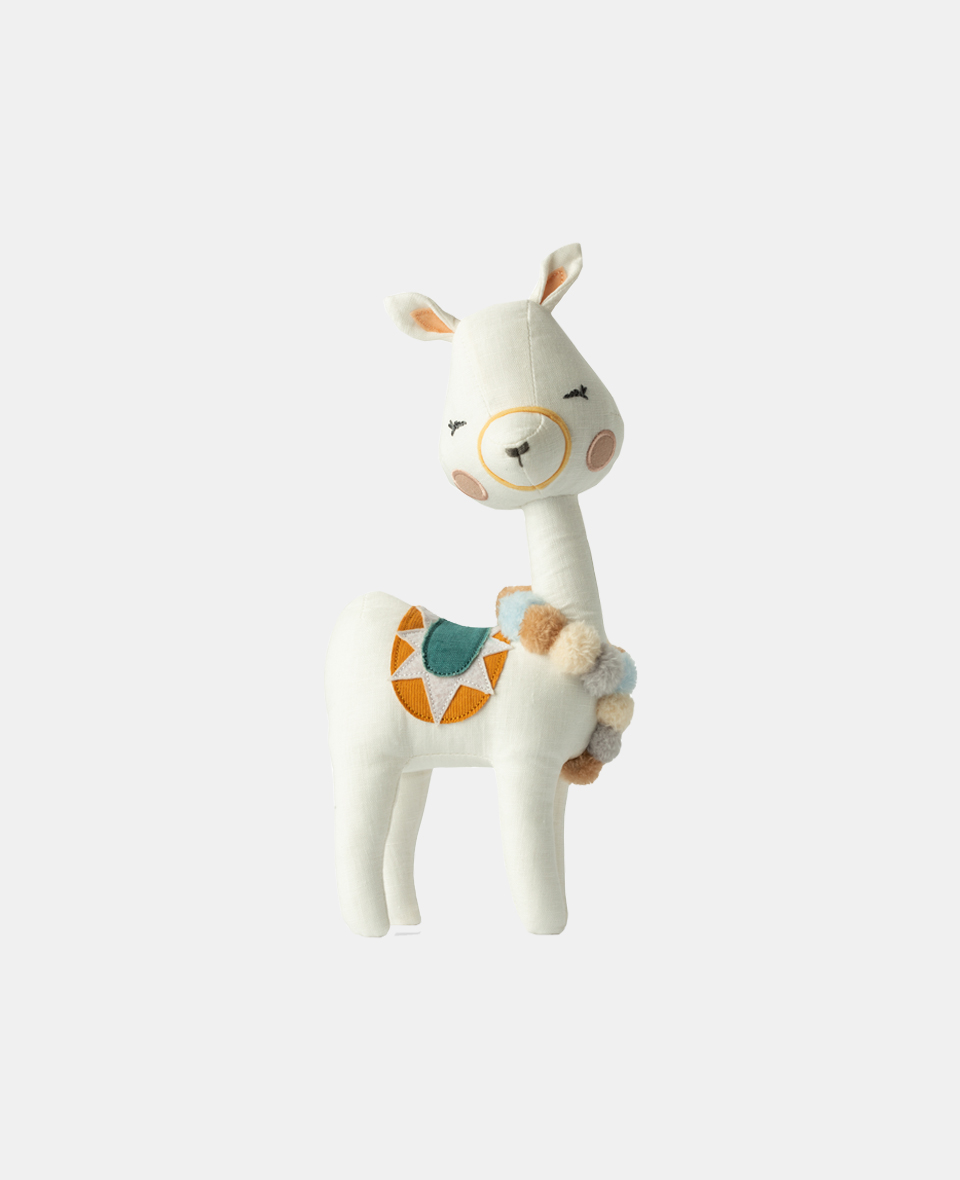25215010.jpg Picca LouLou Jucărie textilă Lama cu colier din pompoane 27cm în cutie cadou - imagine 1
