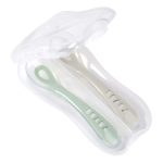 Set 2 lingurițe silicon +8 luni Beaba Sage Green
