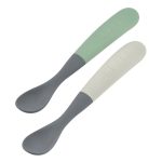 Set 2 lingurițe silicon Beaba Bicolor Mineral