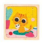 PUZZLE DIN LEMN, PISICUTA PEANUT, 9 PIESE - JANOD - imagine 2