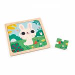 PUZZLE DIN LEMN, IEPURASUL ALB, 9 PIESE - JANOD