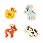 PUZZLE PROGRESIV DIN LEMN - ANIMALE DE LA FERMA - JANOD