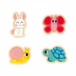 PUZZLE PROGRESIV DIN LEMN - ANIMALE DIN GRADINA - JANOD