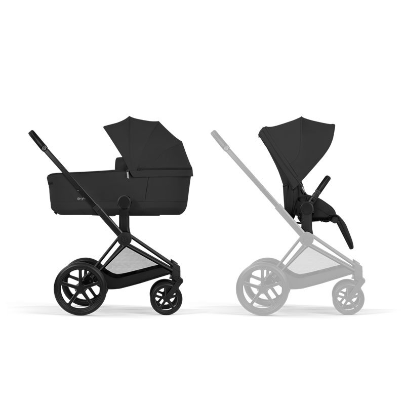 4063846549238.jpg Cărucior 2 în 1 PRIAM Comfort cadru Matt Black cu Landou pliabil și parte sport Sepia Black Cybex Platinum - imagine 1
