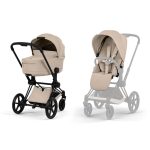 Cărucior 2 în 1 PRIAM Comfort cadru Matt Black cu Landou pliabil și parte sport Cozy Beige Cybex Platinum - imagine 2