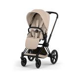Cărucior 2 în 1 PRIAM Comfort cadru Matt Black cu Landou pliabil și parte sport Cozy Beige Cybex Platinum - imagine 6
