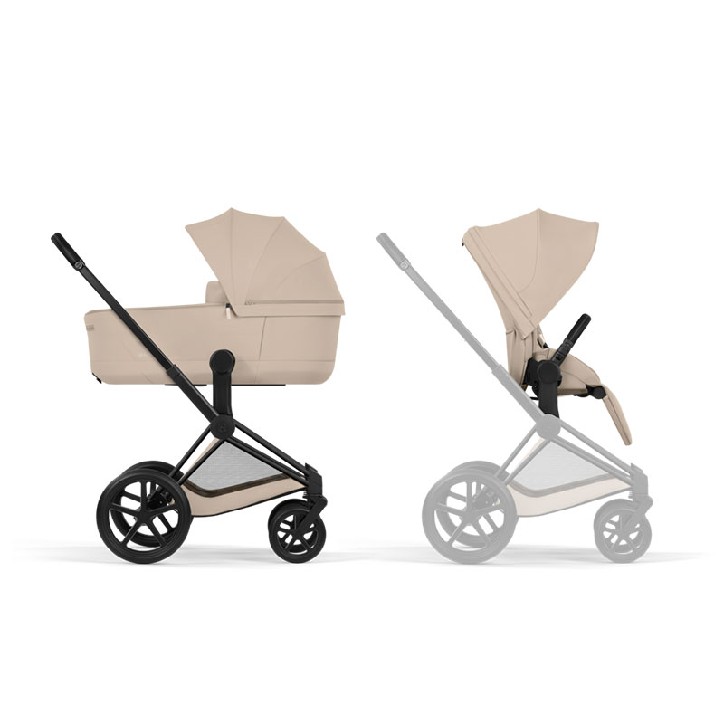 4063846549290.jpg Cărucior 2 în 1 PRIAM Comfort cadru Matt Black cu Landou pliabil și parte sport Cozy Beige Cybex Platinum - imagine 1