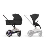 Cărucior 2 în 1 ePRIAM Comfort cadru Rosegold cu Landou pliabil și parte sport Sepia Black Cybex Platinum