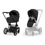 Cărucior 2 în 1 ePRIAM Comfort cadru Matt Black cu Landou pliabil și parte sport Sepia Black Cybex Platinum