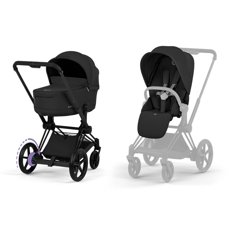 4063846549481.jpg Cărucior 2 în 1 ePRIAM Comfort cadru Matt Black cu Landou pliabil și parte sport Sepia Black Cybex Platinum - imagine 1