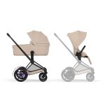 Cărucior 2 în 1 ePRIAM Comfort cadru Matt Black cu Landou pliabil și parte sport Cozy Beige Cybex Platinum - imagine 2