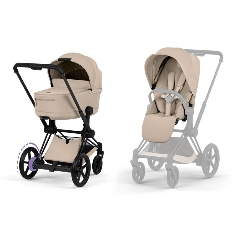 4063846549559.jpg Cărucior 2 în 1 ePRIAM Comfort cadru Matt Black cu Landou pliabil și parte sport Cozy Beige Cybex Platinum - imagine 1