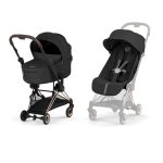 Cărucior 2 în 1 COYA  Comfort cadru Rosegold cu Landou pliabil și parte sport Sepia Black Cybex Platinum