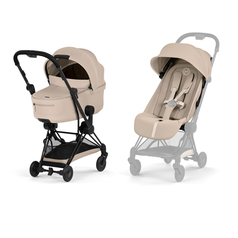 4063846550289.jpg Cărucior 2 în 1 COYA Comfort cadru Matt Black cu Landou pliabil și parte sport Cozy Beige Cybex Platinum - imagine 1