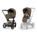 Cărucior 2 în 1 ePRIAM Comfort cadru Matt Black cu Landou pliabil și parte sport Coconut Brown Cybex Platinum