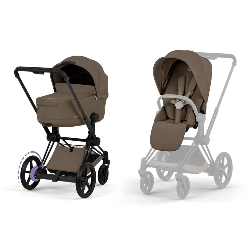 4063846585342.jpg Cărucior 2 în 1 ePRIAM Comfort cadru Matt Black cu Landou pliabil și parte sport Coconut Brown Cybex Platinum - imagine 1