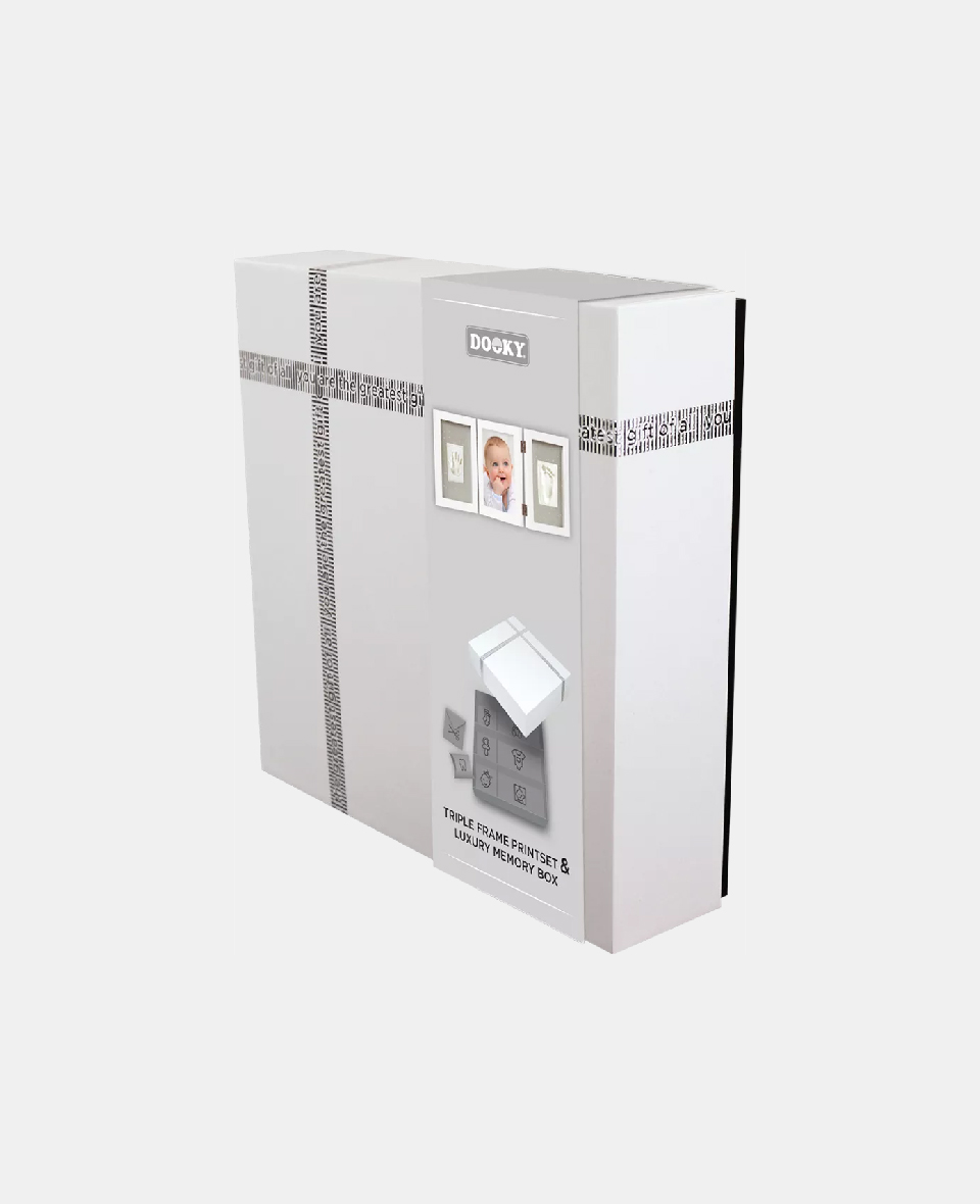 5038278004111.jpg Cutie pentru amintirile bebelușului cu kit amprentă 2D - Triple Frame White - Dooky - imagine 1