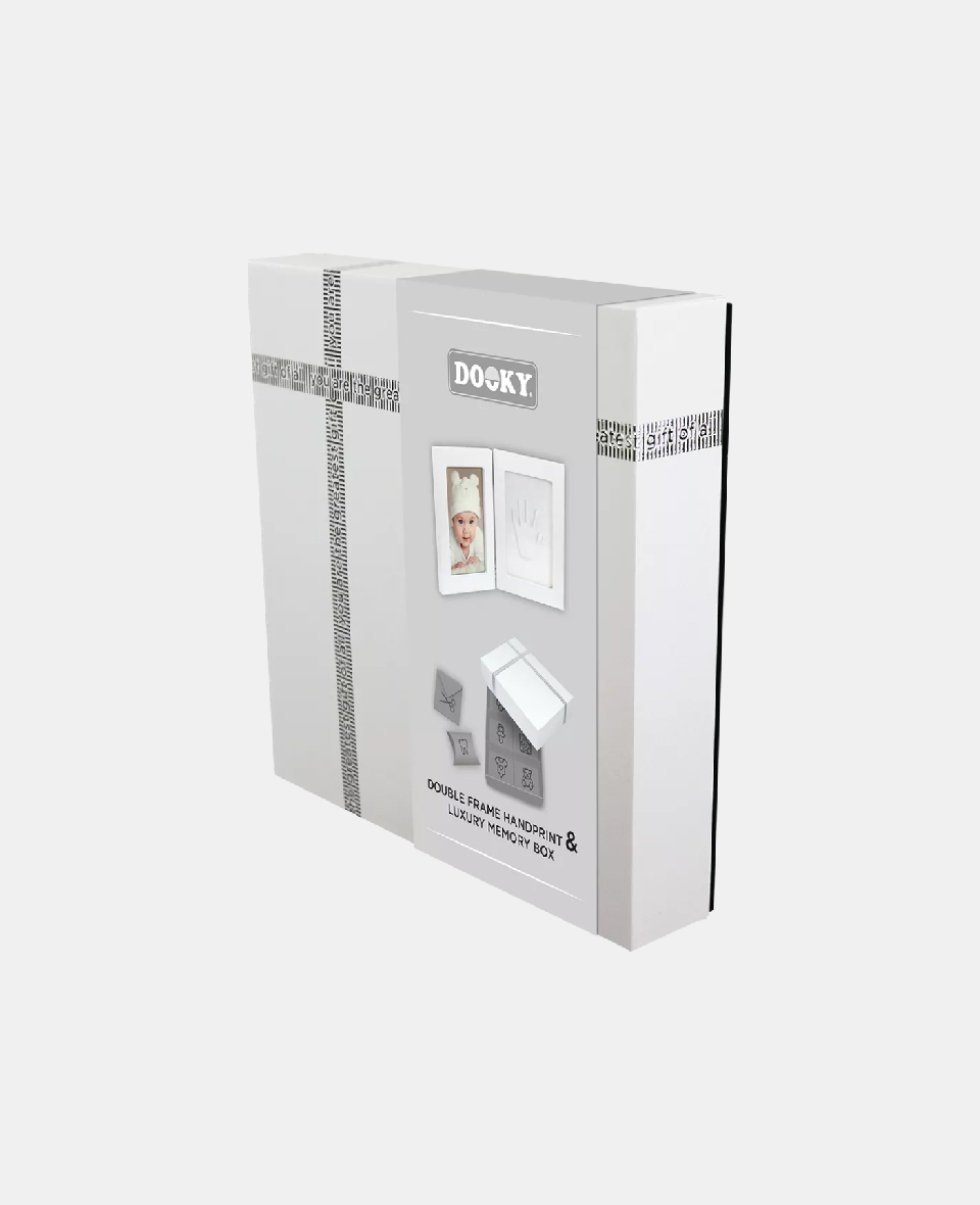 5038278004128.jpg Cutie pentru amintirile bebelușului cu kit amprentă 2D - Double Frame White - Dooky - imagine 1