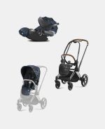 Carucior 2 in 1 Parte Sport Carucior Priam Fashion Collections Jewels of Nature + Cadru Carucior pentru Copii Priam Chrome Brown + Scoica Auto CLOUD T I-SIZE Jewels of Nature | dark blue Cybex Platinum - imagine 2