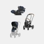 Carucior 2 in 1 Parte Sport Carucior Priam Fashion Collections Jewels of Nature + Cadru Carucior pentru Copii Priam Chrome Brown + Scoica Auto CLOUD T I-SIZE Jewels of Nature | dark blue Cybex Platinum