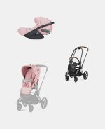 Carucior 2 in 1 Parte Sport Carucior Priam Fashion Collections Pale Blush + Cadru Carucior pentru Copii Priam Chrome Brown + Scoica Auto CLOUD T I-SIZE SIMPLY FLOWERS PINK | light pink Cybex Platinum - imagine 2