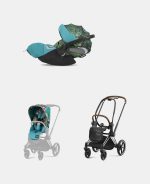 Carucior 2 in 1 Parte Sport Carucior Priam Design Collaborations We The Best + Cadru Carucior pentru Copii Priam Chrome Brown + Scoica Auto CLOUD T I-SIZE WE THE BEST BLUE | mid turquoise Cybex Platinum - imagine 2