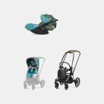 Carucior 2 in 1 Parte Sport Carucior Priam Design Collaborations We The Best + Cadru Carucior pentru Copii Priam Chrome Brown + Scoica Auto CLOUD T I-SIZE WE THE BEST BLUE | mid turquoise Cybex Platinum