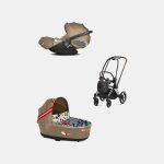 Carucior 2 in 1 Landou Priam Lux pentru căruciorul Priam Design Collaborations One Love | multicolor + Cadru Carucior pentru Copii Priam Chrome Brown + Scoica Auto CLOUD T I-SIZE One Love | multicolor Cybex Platinum