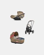 Carucior 2 in 1 Landou Priam Lux pentru căruciorul Priam Design Collaborations One Love | multicolor + Cadru Carucior pentru Copii Priam Chrome Brown + Scoica Auto CLOUD T I-SIZE One Love | multicolor Cybex Platinum