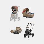 Carucior 3 in 1 Landou Priam Lux pentru căruciorul Priam Design Collaborations One Love | multicolor + Cadru Carucior pentru Copii Priam Chrome Brown + Scoica Auto CLOUD T I-SIZE One Love | multicolor + Parte Sport Carucior Priam Design Collaborations One Love Cybex Fashion