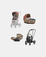 Carucior 3 in 1 Landou Priam Lux pentru căruciorul Priam Design Collaborations One Love | multicolor + Cadru Carucior pentru Copii Priam Chrome Brown + Scoica Auto CLOUD T I-SIZE One Love | multicolor + Parte Sport Carucior Priam Design Collaborations One Love Cybex Fashion