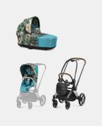 Carucior 2 in 1 Landou Priam Lux pentru căruciorul Priam Design Collaborations We The Best | mid turquoise + Cadru Carucior pentru Copii Priam Chrome Brown + Parte Sport Carucior Priam Design Collaborations We The Best Cybex Fashion - imagine 2