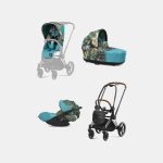 Carucior 3 in 1 Landou Priam Lux pentru căruciorul Priam Design Collaborations We The Best | mid turquoise + Cadru Carucior pentru Copii Priam Chrome Brown + Scoica Auto CLOUD T I-SIZE WE THE BEST BLUE | mid turquoise + + Parte Sport Carucior Priam Design Collaborations We The Best Cybex Fashion