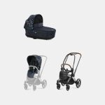 Carucior 2 in 1 Landou Priam Lux pentru căruciorul Priam Fashion Collections Jewels of Nature | dark blue + Cadru Carucior pentru Copii Priam Chrome Brown + Parte Sport Carucior Priam Fashion Collections Jewels of Nature Dark Blue Cybex Fashion