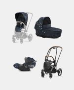 Carucior 3 in 1 Landou Priam Lux pentru căruciorul Priam Fashion Collections Jewels of Nature | dark blue + Cadru Carucior pentru Copii Priam Chrome Brown + Scoica Auto CLOUD T I-SIZE Jewels of Nature | dark blue + Parte Sport Carucior Priam Fashion Collections Jewels of Nature Dark Blue Cybex Fashion - imagine 2