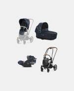 Carucior 3 in 1 Landou Priam Lux pentru căruciorul Priam Fashion Collections Jewels of Nature | dark blue + Cadru Carucior pentru Copii Priam Chrome Brown + Scoica Auto CLOUD T I-SIZE Jewels of Nature | dark blue + Parte Sport Carucior Priam Fashion Collections Jewels of Nature Dark Blue Cybex Fashion