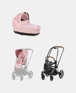 Carucior 2 in 1 Landou Priam Lux pentru căruciorul Priam Fashion Collections Pale Blush + Cadru Carucior pentru Copii Priam Chrome Brown + Parte Sport Carucior Priam Fashion Collections Pale Blush Cybex Fashion - imagine 2