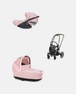 Carucior 2 in 1 Landou Priam Lux pentru căruciorul Priam Fashion Collections Pale Blush + Cadru Carucior pentru Copii Priam Chrome Brown + Scoica Auto CLOUD T I-SIZE SIMPLY FLOWERS PINK | light pink Cybex Platinum - imagine 2