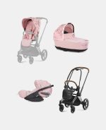 Carucior 3 in 1 Landou Priam Lux pentru căruciorul Priam Fashion Collections Pale Blush + Cadru Carucior pentru Copii Priam Chrome Brown + Scoica Auto CLOUD T I-SIZE SIMPLY FLOWERS PINK | light pink + Parte Sport Carucior Priam Fashion Collections Light Pink Cybex Fashion - imagine 2