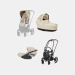 Carucior 3 in 1 Landou Priam Lux pentru căruciorul Priam Fashion Collections Nude Beige + Cadru Carucior pentru Copii Priam Chrome Brown + Scoica Auto CLOUD T I-SIZE SIMPLY FLOWERS BEIGE | mid beige + Parte Sport Carucior Priam Fashion Collections Nude Beige Cybex Fashion