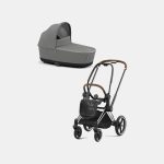 Carucior Nou Nascut Priam: Cadru Carucior pentru Copii Priam Chrome Brown + Landou PRIAM Lux Soho Grey Cybex Platinum