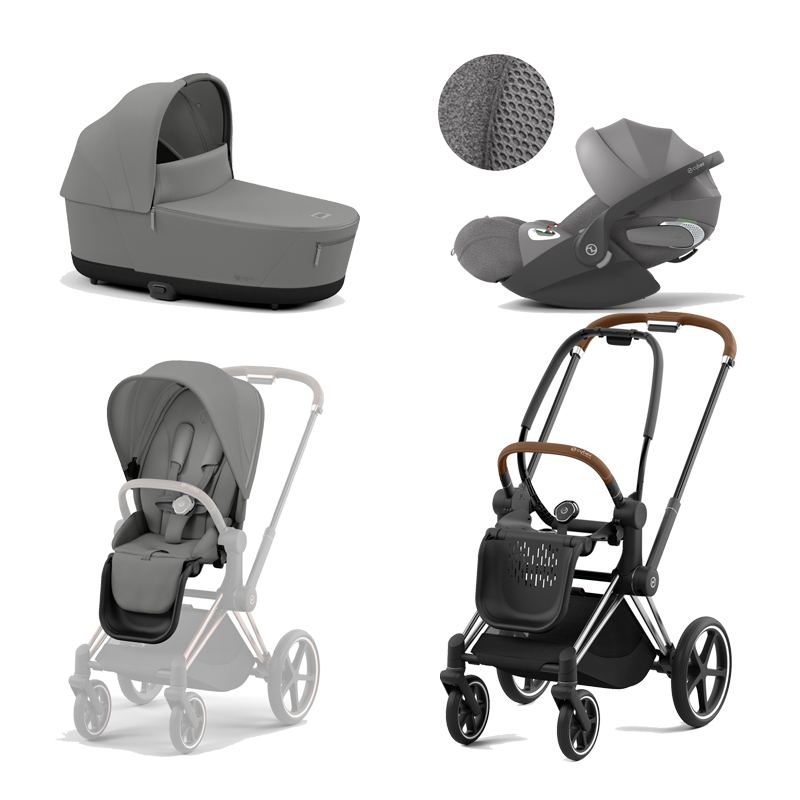 521002319-523000743-523000809-523000238.jpg Carucior 3 in 1 Cadru Carucior pentru Copii Priam Chrome Brown + Parte Sport Carucior Priam Mirage Grey + Landou PRIAM Lux Mirage Grey + Scoică Auto pentru Copii Cloud T i-Size Plus Mirage Grey Cybex Platinum - imagine 1