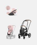 Carucior 2 in 1 Cadru Carucior pentru Copii Priam Chrome Brown + Parte Sport Carucior Priam Peach Pink + Scoică Auto pentru Copii Cloud T i-Size Plus Peach Pink Cybex Platinum - imagine 2