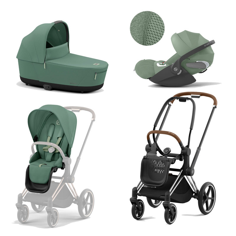 521002319-523000773-523000839-523000256.jpg Carucior 3 in 1 Cadru Carucior pentru Copii Priam Chrome Brown + Parte Sport Carucior Priam Leaf Green + Landou PRIAM Lux Leaf Green + Scoică Auto pentru Copii Cloud T i-Size Plus Leaf Green Cybex Platinum - imagine 1