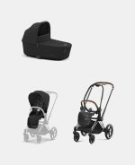 Carucior 2 in 1 Cadru Carucior pentru Copii Priam Chrome Brown + Landou PRIAM Lux Sepia Black + Parte Sport Carucior Priam Sepia Black Cybex Platinum - imagine 2