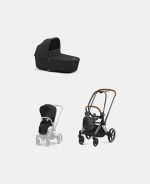 Carucior 2 in 1 Cadru Carucior pentru Copii Priam Chrome Brown + Landou PRIAM Lux Sepia Black + Parte Sport Carucior Priam Sepia Black Cybex Platinum
