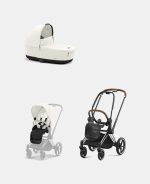 Carucior 2 in 1 Cadru Carucior pentru Copii Priam Chrome Brown + Landou PRIAM Lux Off White + Parte Sport Carucior Priam Off White Cybex Platinum - imagine 2