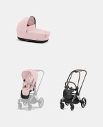 Carucior 2 in 1 Cadru Carucior pentru Copii Priam Chrome Brown + Landou PRIAM Lux Peach Pink + Parte Sport Carucior Priam Peach Pink Cybex Platinum - imagine 2