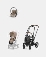 Carucior 2 in 1 Cadru Carucior pentru Copii Priam Chrome Brown + Parte Sport Carucior Priam Cozy Beige + Scoică Auto pentru Copii Cloud T i-Size Plus Cozy Beige Cybex Platinum - imagine 2